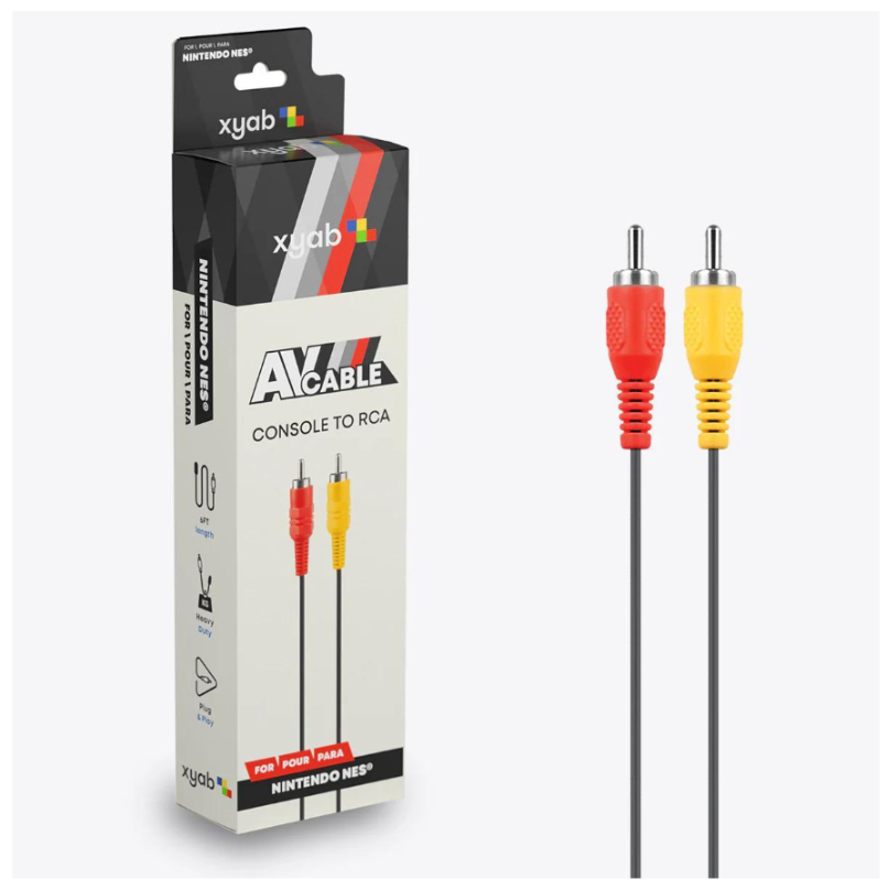 An AV Cable for the Nintendo NES, produced by the brand “XYAB”